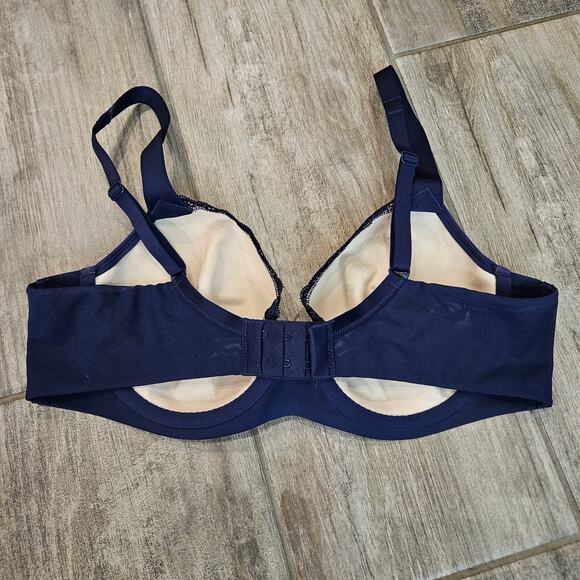 Soma Enticing Lift Full Coverage Lace Bra Womens 34C Navy Blue Feminine Lace - Picture 6 of 9